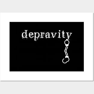 Depravity Handcuffs Hanging Dark Monotone Posters and Art